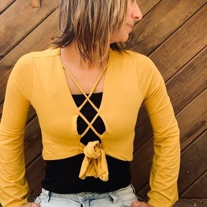 Top Chic Mustard Crop Top